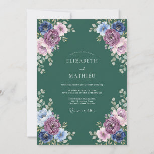 Amethyst-Wald-Hochzeit mit Eukalyptus Einladung