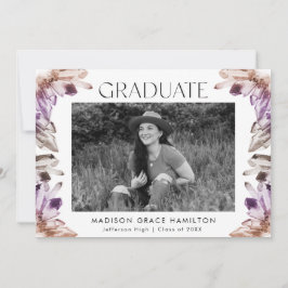 Amethyst Watercolor Crystal Foto Graduation Party Einladung