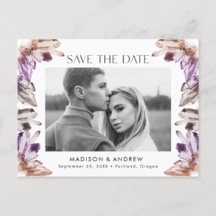 Amethyst Watercolor Crystal Foto Save the Date Ankündigungspostkarte