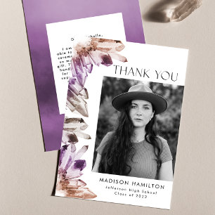 Amethyst Watercolor Crystals Foto Abschluss Dankeskarte