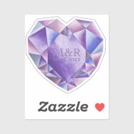 Amethyst Watercolor Herz 33. Hochzeitstag Aufkleber