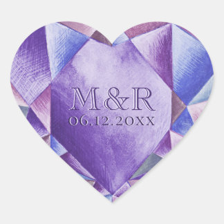Amethyst Watercolor Herz 33. Hochzeitstag Herz-Aufkleber