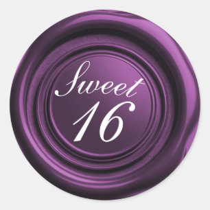 Amethyst Wax Siegel Tropfen Klasse Sweet 16 Weddin Runder Aufkleber