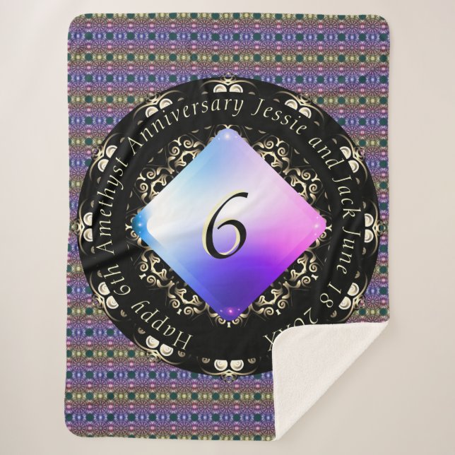 Amethyst Wedding Anniversary Mandala Sherpadecke (Vorderseite)