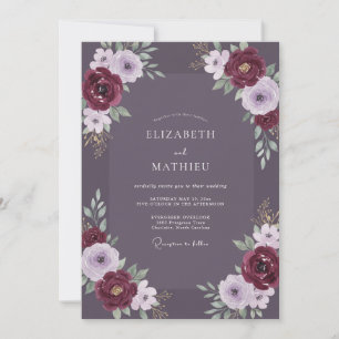 Amethyst-Wein-Blüten-Hochzeit Einladung