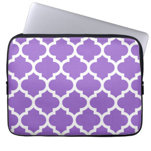 Amethyst weißes Marokkaner Quatrefoil Muster #5 Laptopschutzhülle