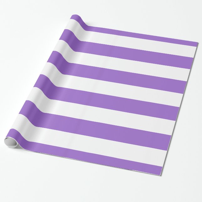 Amethyst, weißes XL Streifen Muster Geschenkpapier (Ungerollt)