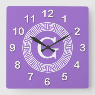 Amethyst Welch griechischer Schlüsselrahmen erste  Quadratische Wanduhr