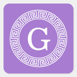 Amethyst Welch griechischer Schlüsselrahmen erste  Quadratischer Aufkleber