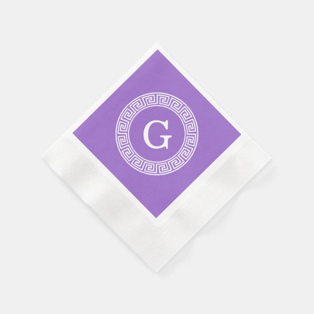 Amethyst Welch griechischer Schlüsselrahmen erste  Serviette (Ecke)