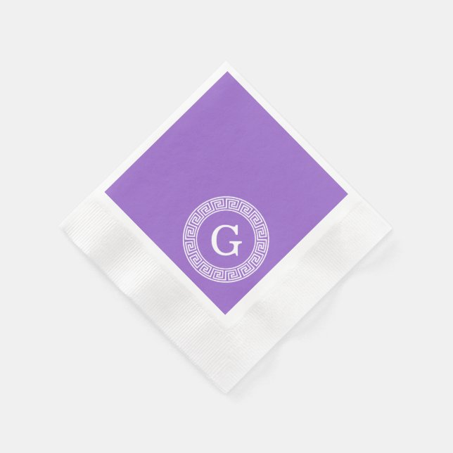 Amethyst Welch griechischer Schlüsselrahmen erste  Serviette (Ecke)