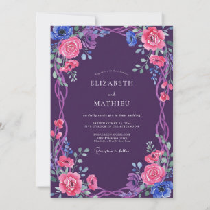 Amethyst Whimsical Bloom Hochzeit Einladung