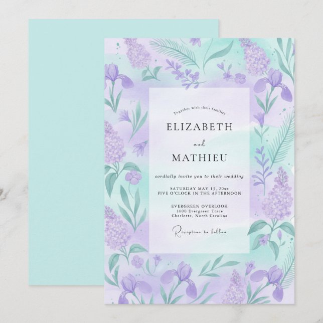 Amethyst Whimsical Hochzeit im Frühling Einladung (Vorne/Hinten)