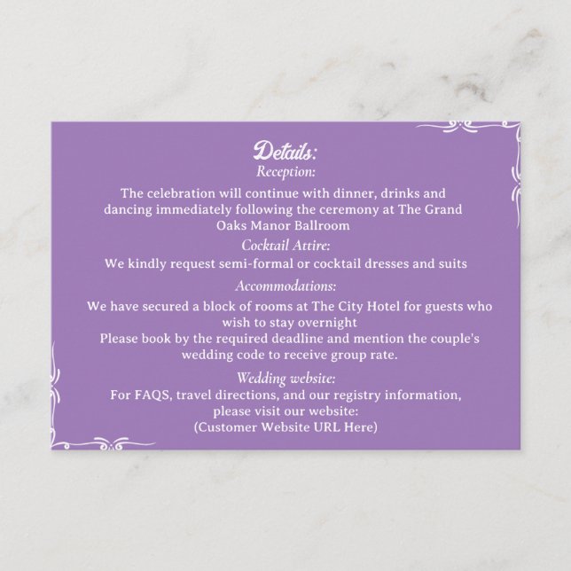 ​Amethyst & White Botanical Enclosure Card Begleitkarte (Vorderseite)