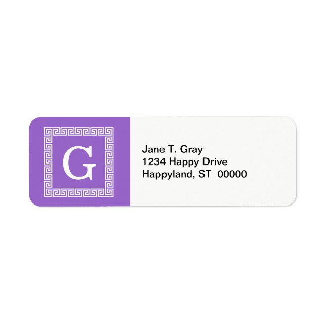 Amethyst, White Greece Key #1, Gerahmtes Monogramm (Vorne)