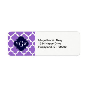 Amethyst White Marokcan #5 Navy 3 Initial Monogram