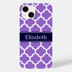 Amethyst Wht Marokkanisch #5 Navy Blau Name Monogr Case-Mate iPhone 14 Hülle