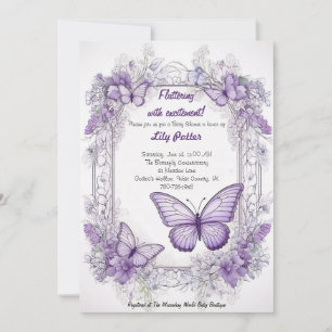 Amethyst Wings Baby Shower Einladung