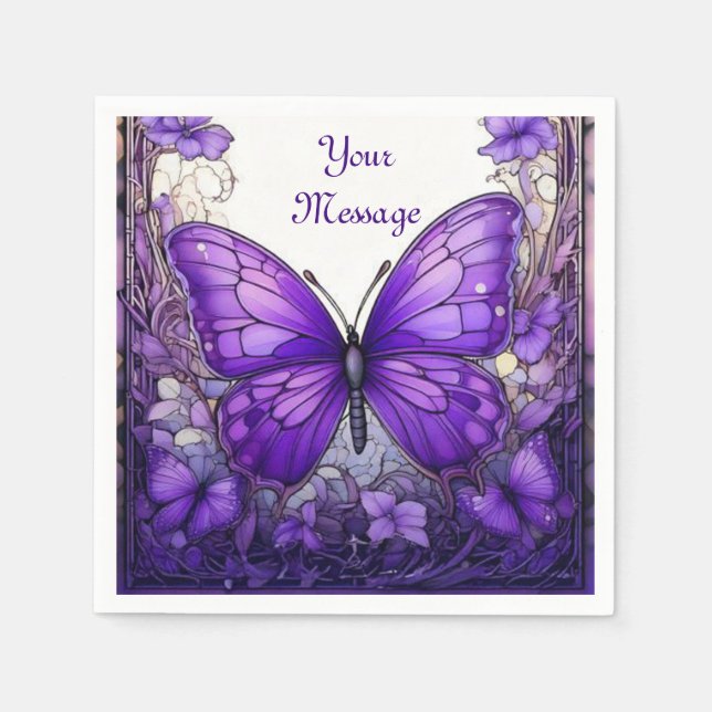 Amethyst Wings Paper Napkins, Standard Cocktail Serviette (Vorderseite)