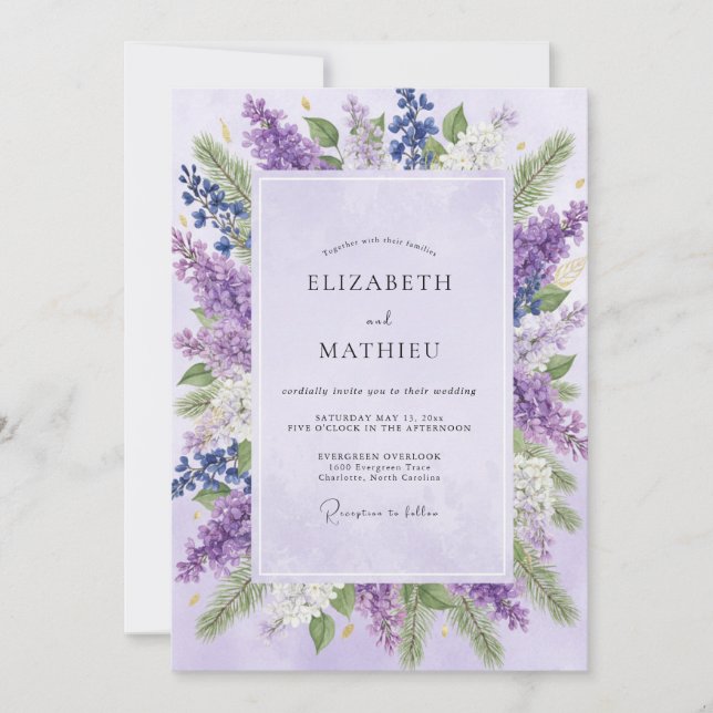 Amethyst-Wisteria-Hochzeit Einladung (Vorderseite)
