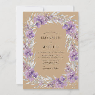 Amethystbrauner Blattreicher Hochzeit Einladung