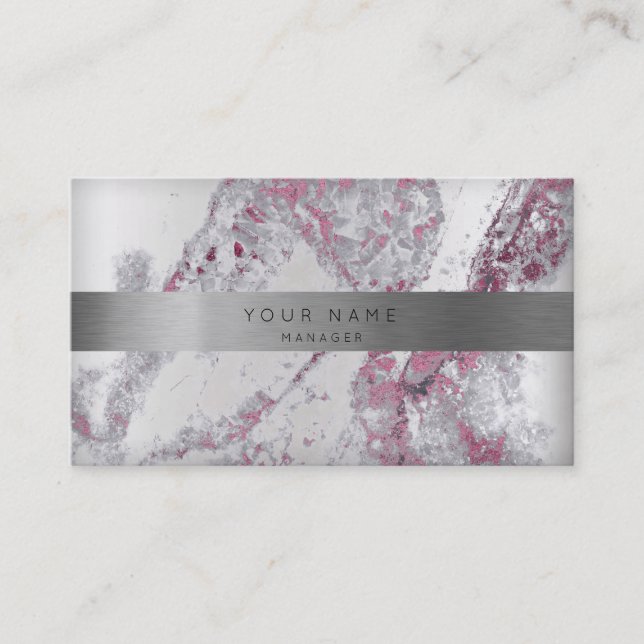 Ametyst Gray Marble Ernennung Silver Gold 3D Terminkarte (Vorderseite)