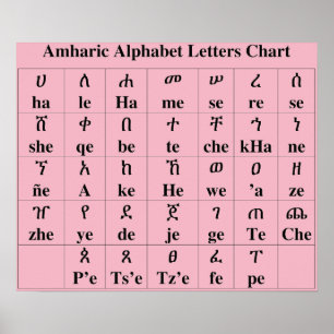 Amharic Alphabet Letters Chart - 33 Grad Poster
