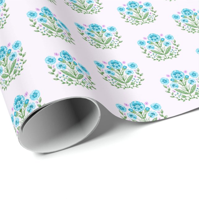 Amherst Blumenprint auf Lavendel Geschenkpapier (Rolleneckpunkt)