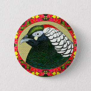 Amherst-Fasan und Blumen Button