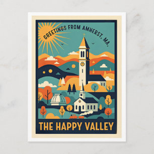 Amherst MA Happy Valley Retro-Reise Postkarte