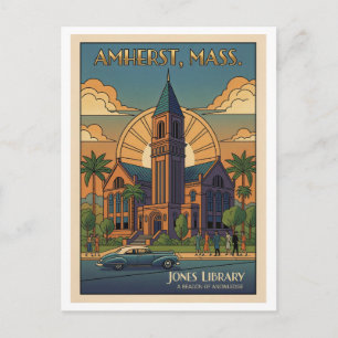 Amherst Massachusetts – Jones Library Farbige KI Postkarte