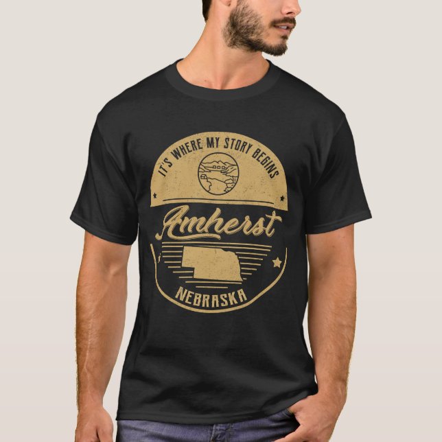 Amherst Nebraska Meine Geschichte beginnt T-Shirt (Vorderseite)
