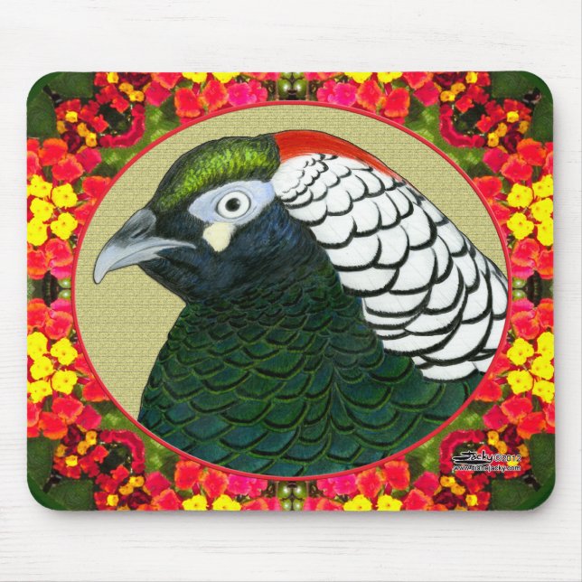 Amherst Pheasant und Blume Mousepad (Vorne)
