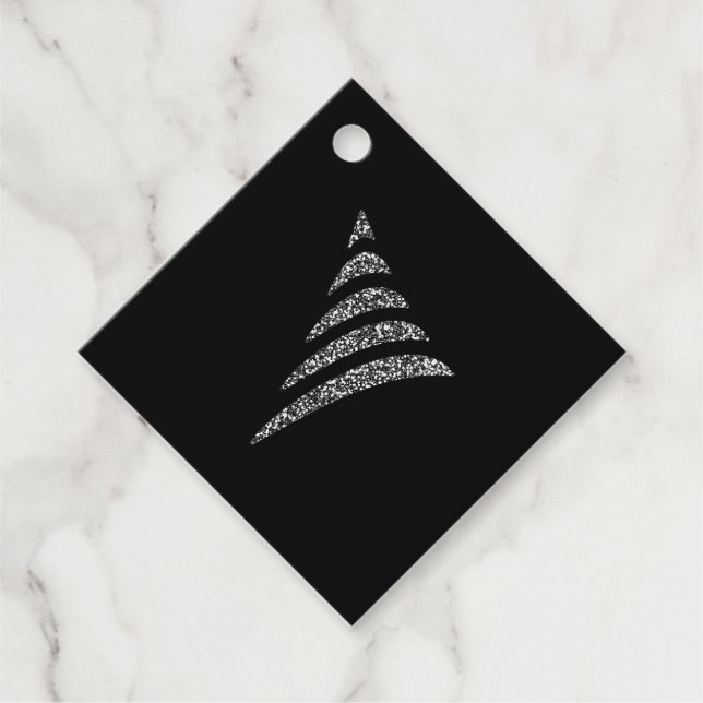 Amiable monochrome künstlerische Weihnachtsbaum Geschenkanhänger (Vorderseite)