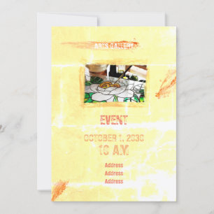 Amiable Orange Pinselstriche handgezeichnete Kunst Einladung