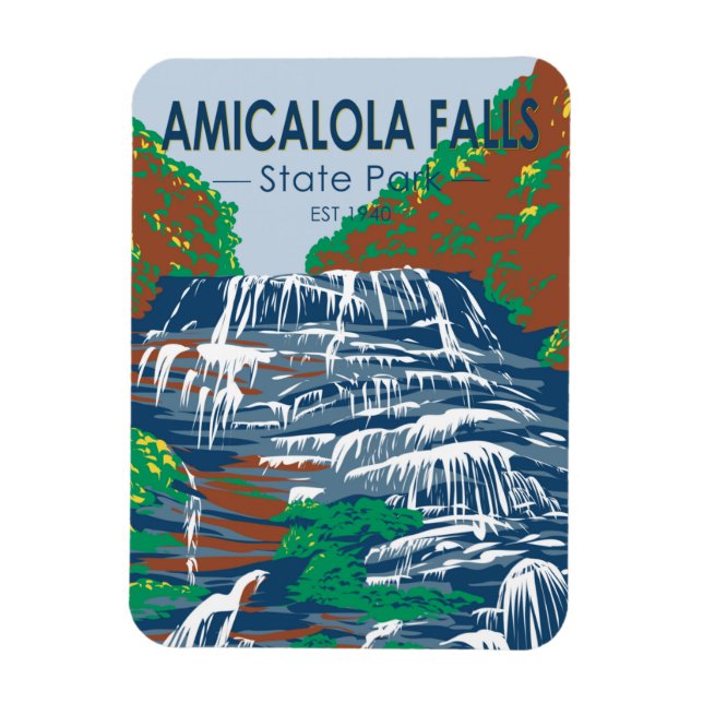 Amicalola Falls Staat Park Georgia Vintag Magnet (Vertikal)