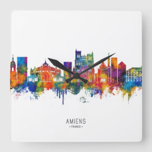 Amiens Frankreich Skyline Quadratische Wanduhr