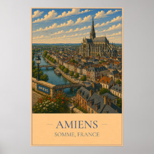Amiens, Frankreich – Vintage-Reiseposter Poster