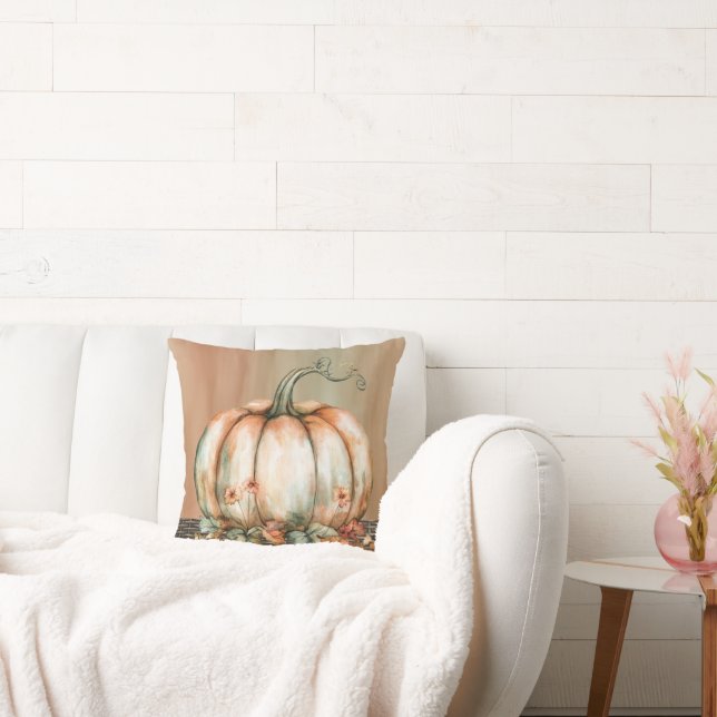 Amigrierender Orangen-, Weiß- und Grünfarbenkürbis Kissen (Liege)