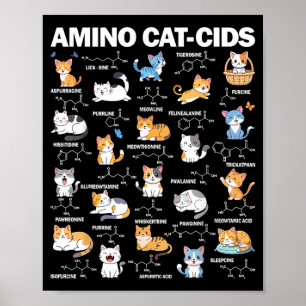 Amino Cat-cids Lustige Wissenschaft Biologie Chemi Poster