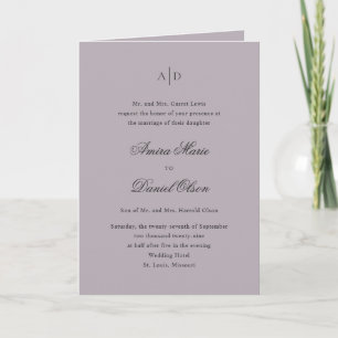 Amira Dusty Lilac Elegant Wedding Einladung