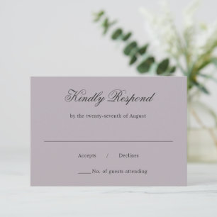 Amira Dusty Lilac Elegant Wedding RSVP Karte