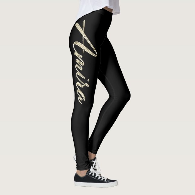 Amira white gold Handwriting Hose Leggings (Rechts)