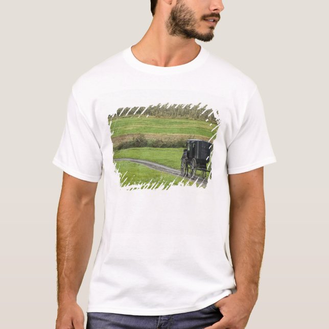 Amische Buggy auf Bauernhofweg, nordöstliches T-Shirt (Vorderseite)