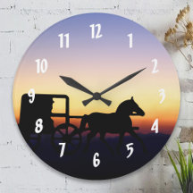 Amische Pferde-und Buggy-Wand-Uhr