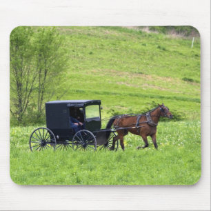 Amische Pferdekutsche nahe Berlin, Ohio. Mousepad