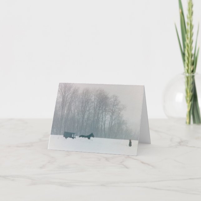 AMISCHES MANN-PFERDE-U. BUGGY-SCHNEE-LANCASTER KARTE (Vorderseite)