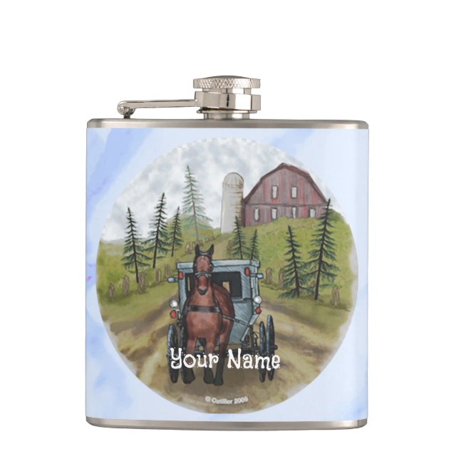 Amish Buggy Town Tag  Flasche Flachmann (Vorderseite)