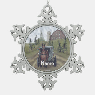 Amish Buggy Town Tag Ornament