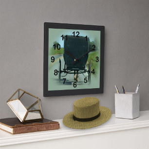 Amish Buggy Wall Clock Quadratische Wanduhr